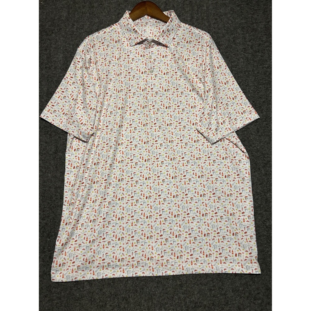 Rhoback polo shirt mens AOP crawfish kitchen stretch performance 2XL - Picture 2 of 6